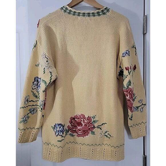 BUSHWACKER Vintage Cottagecore Floral V-neck Button Down Cardigan Sweater Sz M - Picture 5 of 12